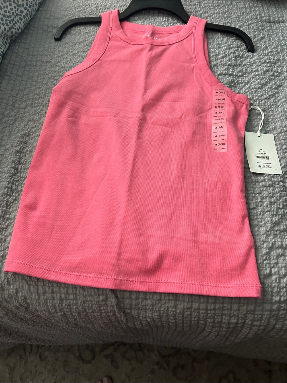 Girls' Pink Ribbed Tank Top - Classic Everyday Style